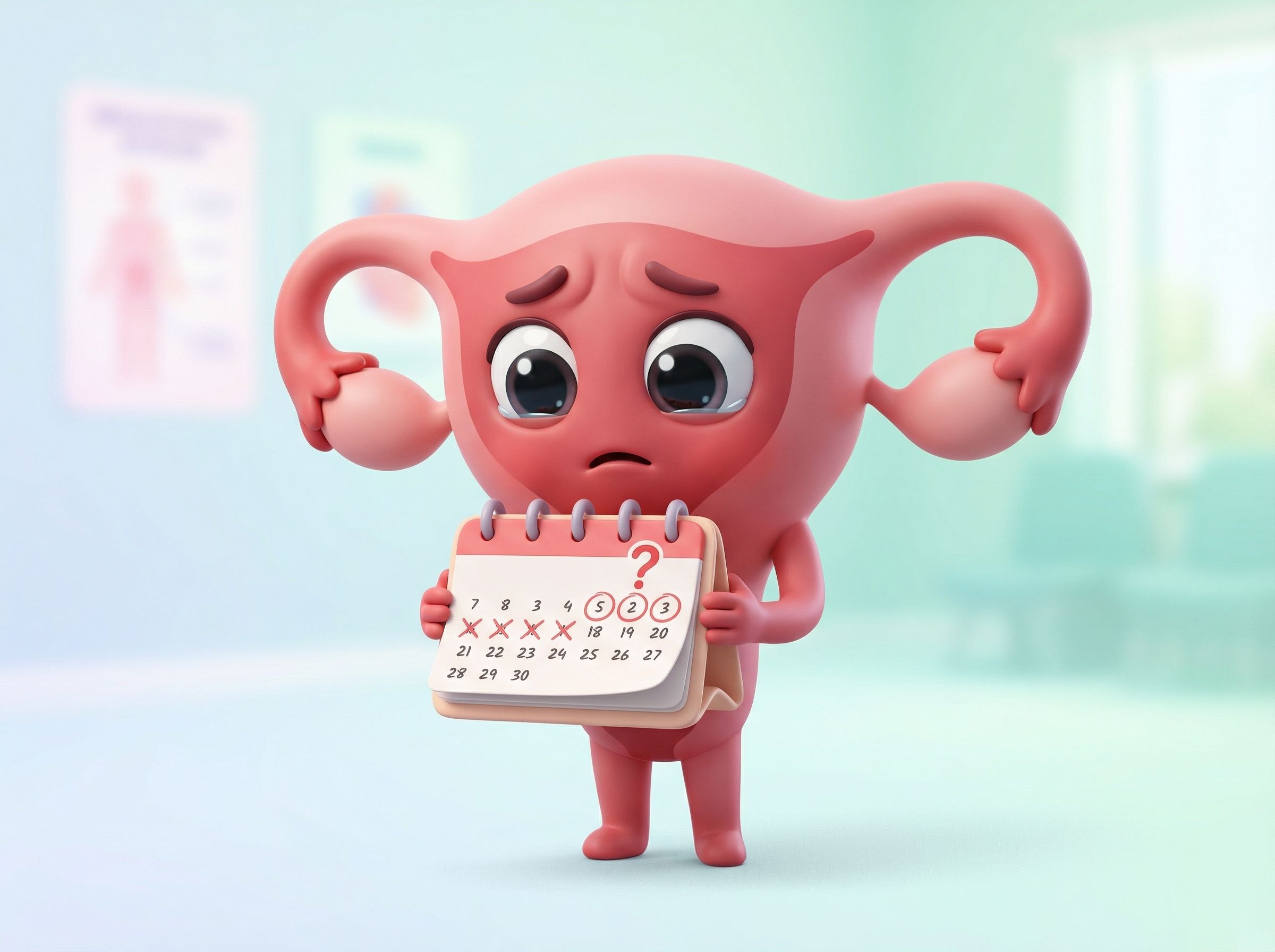 ilustración de utero representando retraso menstrual